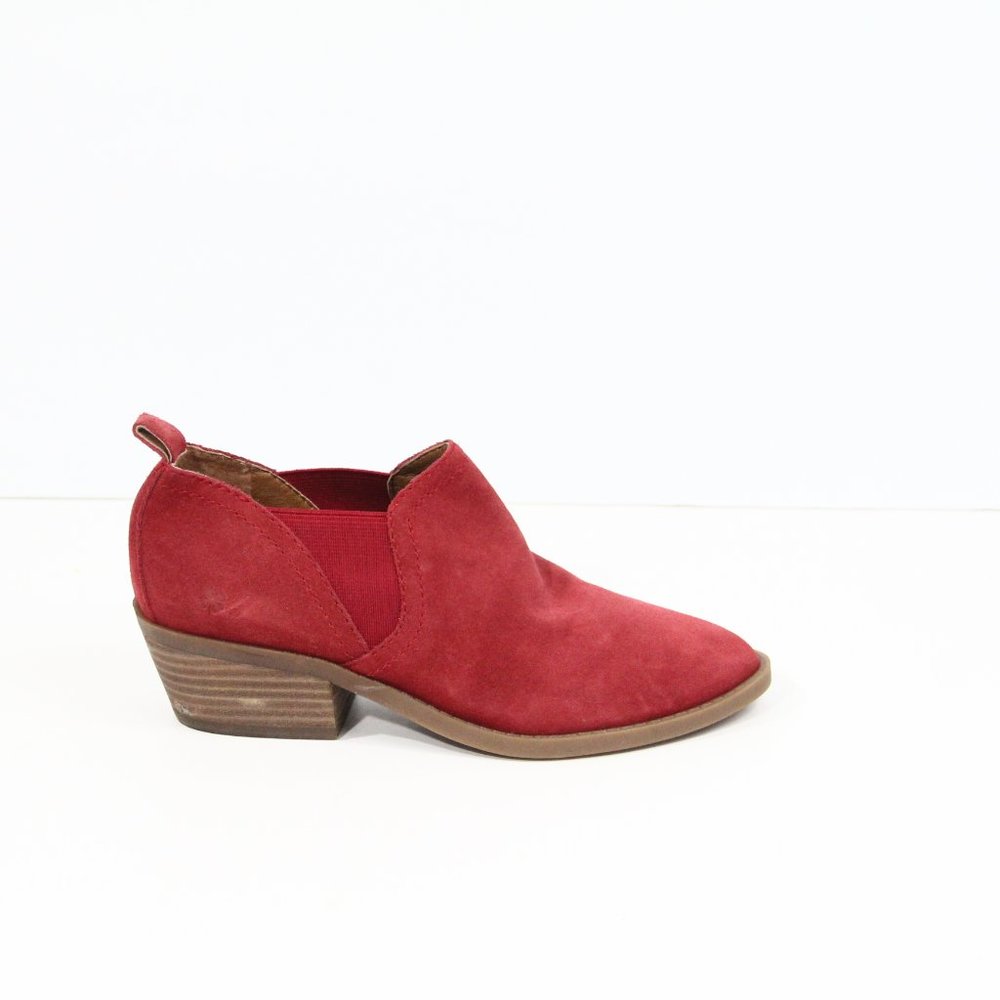 Lucky Brand Fallo Boots NEW sz 5 Women Red Booties Suede Shoes Shootie